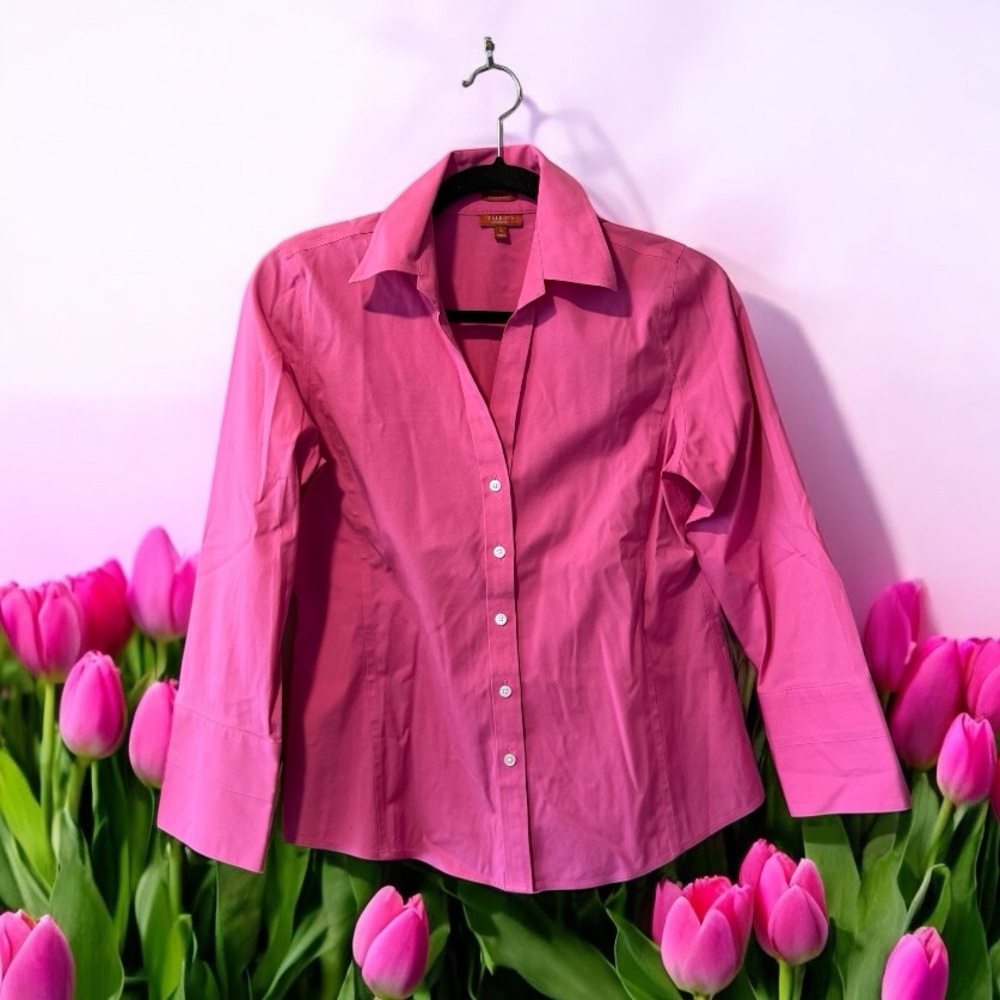 Talbots Wrinkle Resistant Pink Cotton Shirt - Picture 12 of 16